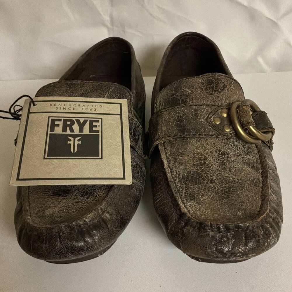 FRYE LEATHER SULLIVAN RINGS DRIVING MOCCASINS SIZE 7.5 MENS